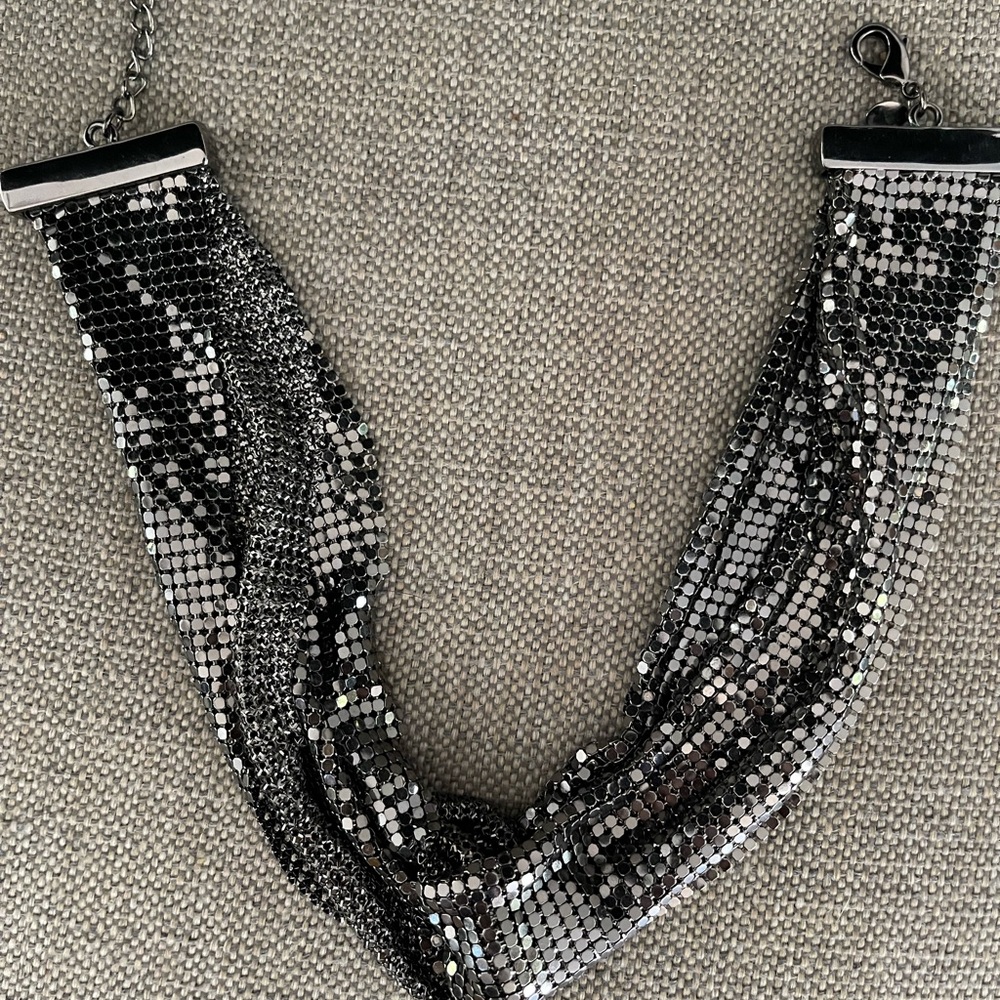 Black mesh necklace chocker by Express very chunky and makes a statement